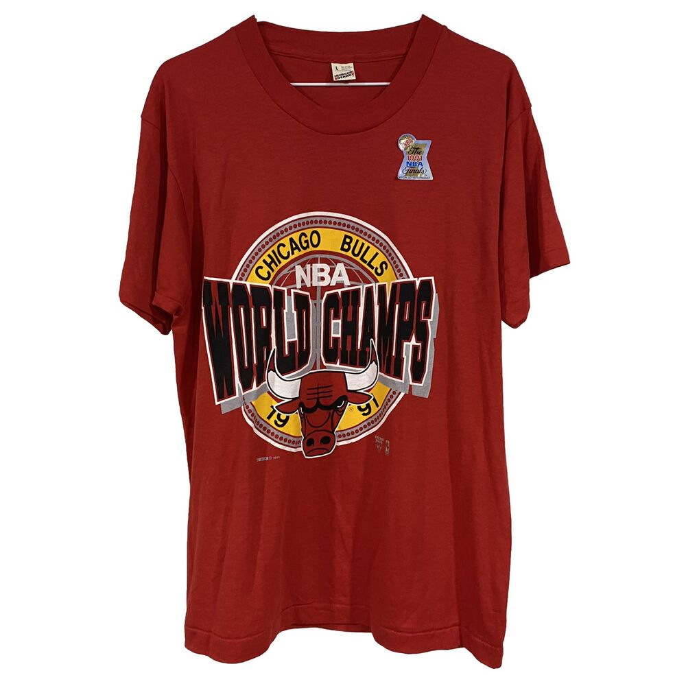 Screen Stars Chicago Bulls NBA World Champs 1991 Shirt Sz L Single Stitch